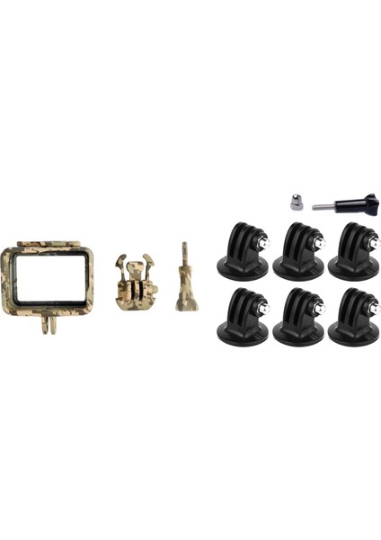 Gopro Hero Için 1x Kasa 5 Açık Kamuflaj Standart Sınır Çerçevesi Go Pro Hero 5 Gri Kamu &amp 7x Tripod Montaj Adaptörü Gopro Hero 6 5 4 3+ 3 2 1 Kameralar (Yurt Dışından)