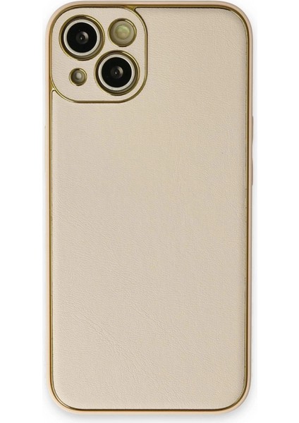 iPhone 14 Plus Kılıf Coco Deri Silikon Kapak - Gold