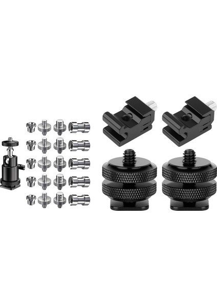 21 Pcs 1/4 Inç 3/8 Inç Dönüştürücü Dişli Vidalar 1/4inch &amp 4 Paket Kamera Combo Pack Sıcak Ayakkabı Montajı Adaptörü (Yurt Dışından)