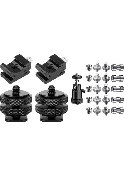 21 Pcs 1/4 Inç 3/8 Inç Dönüştürücü Dişli Vidalar 1/4inch &amp 4 Paket Kamera Combo Pack Sıcak Ayakkabı Montajı Adaptörü (Yurt Dışından) fiyatları