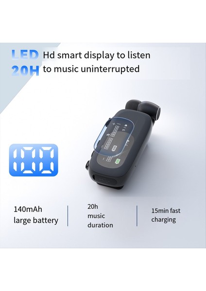 Business Clip Kulakfon Handfree Bluetooth V5.4 LCD Ekran Çağrı Gürültü Engelleme Kulaklıkları Lotus Matt Black (Yurt Dışından) indirimleri