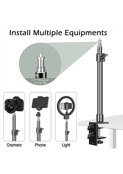 2x C Tripod Kelepçe Masası Montaj Işık Standı 1/4in Ball Kafa Masası Armatürü Ayarlanabilir Kamera Masa Dekop Standı (Yurt Dışından) fırsatları