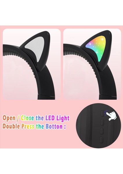Çocuk Bluetooth Kulaklıklar, LED Işıklı Katlanabilir Kablosuz Kulaklıklar, Cat Ears Oyun Kulaklığı Telefon-C Için (Yurt Dışından) modelleri