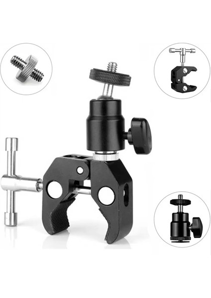 360 ° Mini Top-Başlı Hızlı Serbest Bırakma Kelepçesi Braket Tripod Montajı 1/4 Vid (Yurt Dışından) fiyatları