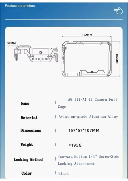 Sony A9III/A1 Iı Kamera Kafesi Mikro Single Fotoğrafçılık Için Tavşan Kafesi Tam Kafes Slr Kamera Fotoğraf Genişleme Çerçevesi (Yurt Dışından) indirimleri