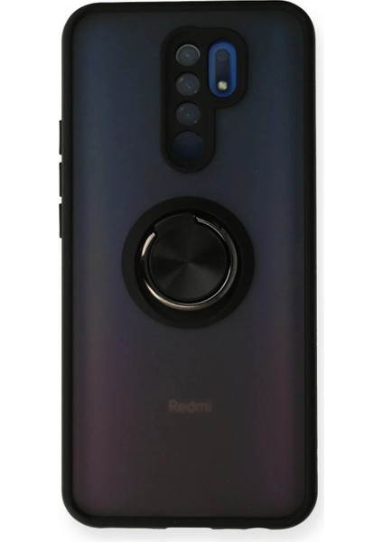 Xiaomi Redmi 9 Kılıf Montreal Yüzüklü Silikon Kapak - Siyah