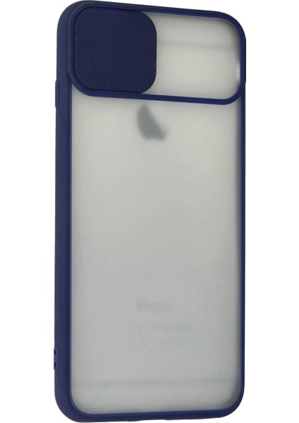 iPhone 6 Kılıf Palm Buzlu Kamera Sürgülü Silikon - Lacivert modelleri