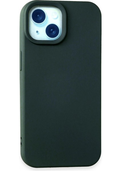 iPhone 15 Kılıf Nano Içi Kadife Silikon - Koyu Yeşil