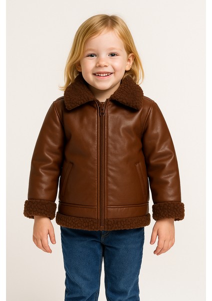 Kız Çocuk Egal Deri Kürklü Ceket Kahverengi fiyatları