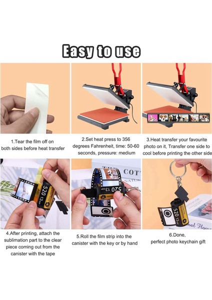 2x Sublimasyon Boşluk Ürünleri Fotoğraf Yüceltme Bellek Kamerası Rulo Anahtarlık Kavanozu 20 Fotoğraf Sublimasyon Aksesuarları (Yurt Dışından) modelleri