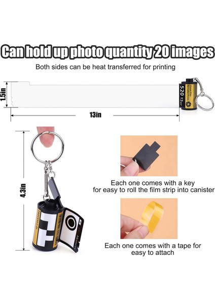 2x Sublimasyon Boşluk Ürünleri Fotoğraf Yüceltme Bellek Kamerası Rulo Anahtarlık Kavanozu 20 Fotoğraf Sublimasyon Aksesuarları (Yurt Dışından) fırsatları