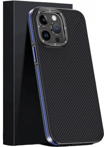 iPhone 15 Pro Max Kılıf Aramid 600D Kevlar Karbon Fiber Magsafe Kapak - Lacivert fiyatları