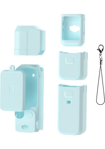 Djı Osmo Pocket 3 Silikon Koruyucu Kılıf Vücut Kılıfı ile Set Lens Koruyucu Kapak Kavrama Kılıfları B Mavi (Yurt Dışından)