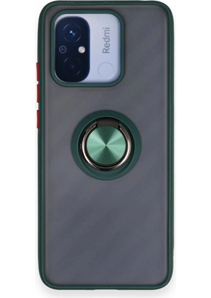 Xiaomi Redmi 12C Kılıf Montreal Yüzüklü Silikon Kapak - Yeşil
