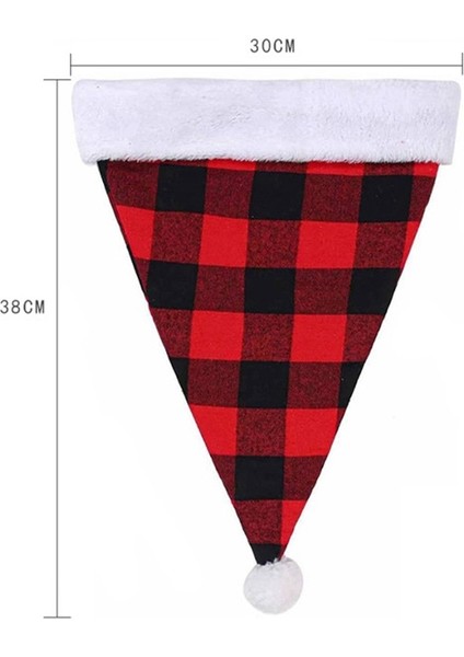 4pcs Noel Baba Noel Şapkaları Ev Dekorasyonu Için Kırmızı Siyah Ekose (Yurt Dışından) fiyatları