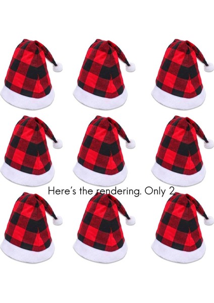 4pcs Noel Baba Noel Şapkaları Ev Dekorasyonu Için Kırmızı Siyah Ekose (Yurt Dışından) indirimleri