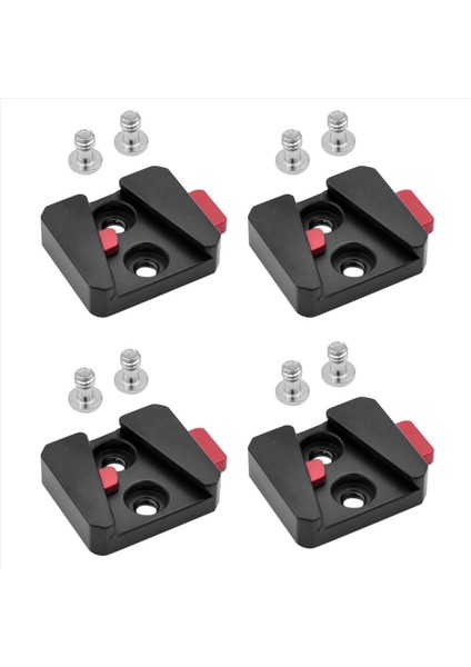 4x 1/4 Universal V Montaj Pil Hızlı Basak Plakası Adaptör Aksesuarları Taşınabilir Tek Taban Siyah (Yurt Dışından)