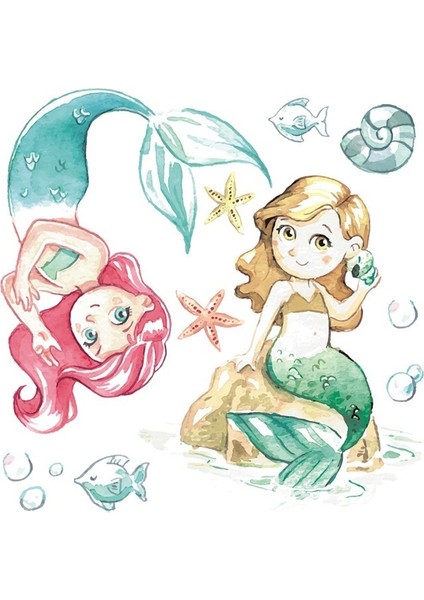 Denizkızı Duvar Çıkartmaları Çocuk Odası Yatak Odası Çıkartmaları Deniz Dünyası Çıkartmaları (Yurt Dışından)