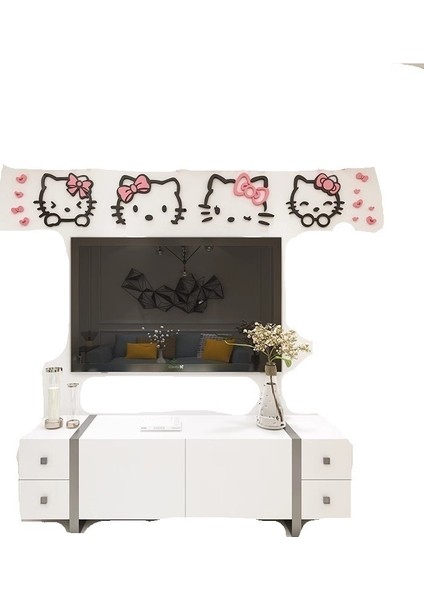 Sevimli Kitty Duvar Çıkartmaları Çocuk Odası Yatak Odası Kanepe Duvar Çıkartmaları (Yurt Dışından) modelleri