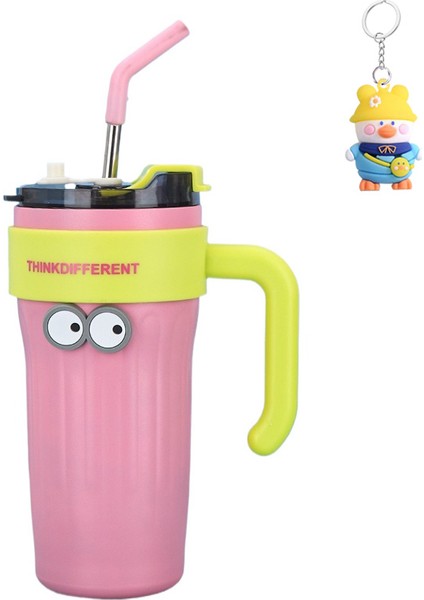 Coffee Break 316 Paslanmaz Çelik Çift Katmanlı Vakum Izolasyonlu Bardak Büyük Kapasiteli Çift Içecek Kahve Fincanı Saplı Pipetli Bardak (Yurt Dışından)