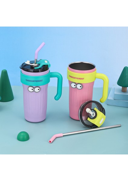 Coffee Break 316 Paslanmaz Çelik Çift Katmanlı Vakum Izolasyonlu Bardak Büyük Kapasiteli Çift Içecek Kahve Fincanı Saplı Pipetli Bardak (Yurt Dışından) fiyatları