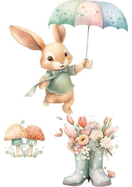 Tavşan Su Geçirmez Etiket Çocuk Odası Yatak Odası Duvar Kağıdı (Yurt Dışından) fiyatları