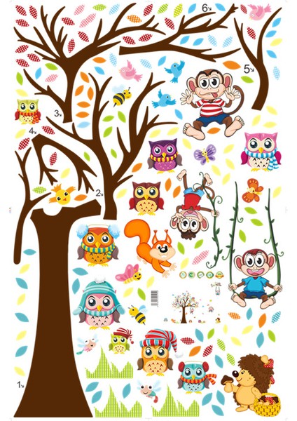 Büyük Ağaç Baykuş Sticker Başucu Çocuk Odası Duvar Sticker (Yurt Dışından) fiyatları