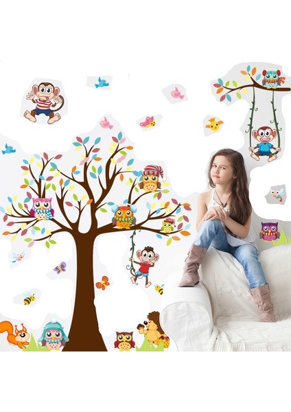 Büyük Ağaç Baykuş Sticker Başucu Çocuk Odası Duvar Sticker (Yurt Dışından) modelleri