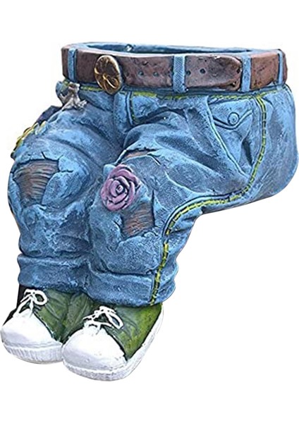 Kot Kıyafet Pantolon Reçine Saksılar Yaratıcı Kot Pantolon Ekici Bahçe Dekorasyonu Yaratıcı Kot Şekil Reçine Diy B (Yurt Dışından)