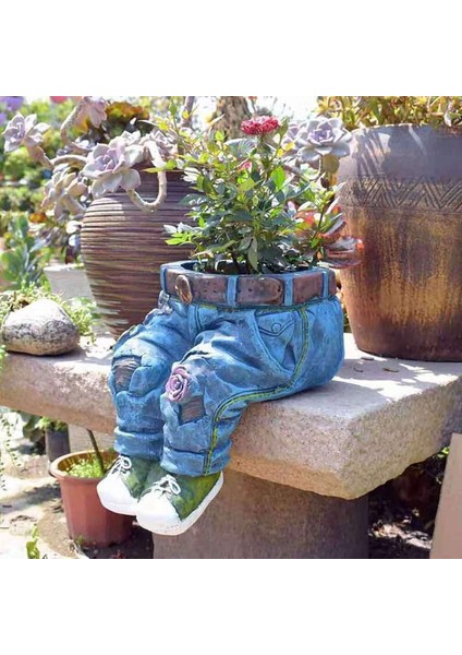 Kot Kıyafet Pantolon Reçine Saksılar Yaratıcı Kot Pantolon Ekici Bahçe Dekorasyonu Yaratıcı Kot Şekil Reçine Diy B (Yurt Dışından) fiyatları