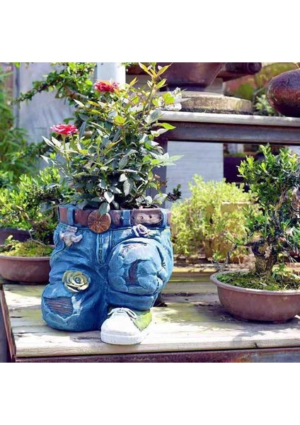 Kot Kıyafet Pantolon Reçine Saksılar Yaratıcı Kot Pantolon Ekici Bahçe Dekorasyonu Yaratıcı Kot Şekil Reçine Diy B (Yurt Dışından) fırsatları