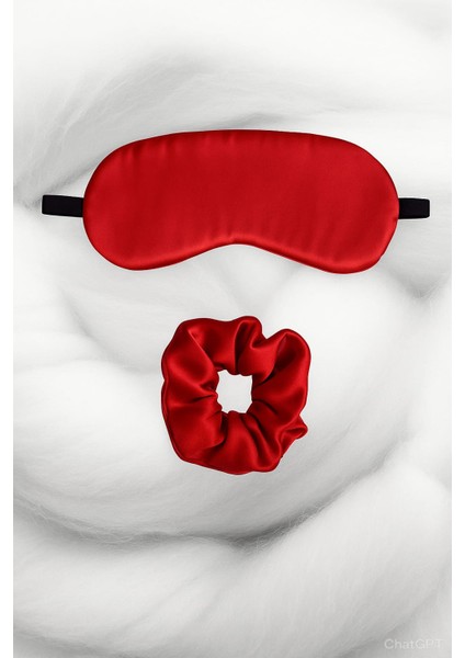 Uyku Bandı Göz Bandı Ipek Saten Kırmızı Yoga Bandı Toka Hediyeli modelleri