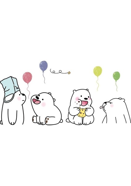 Sevimli Ayı Duvar Çıkartmaları Yatak Odası Oturma Odası Çocuk Odası Duvar Çıkartmaları (Yurt Dışından)