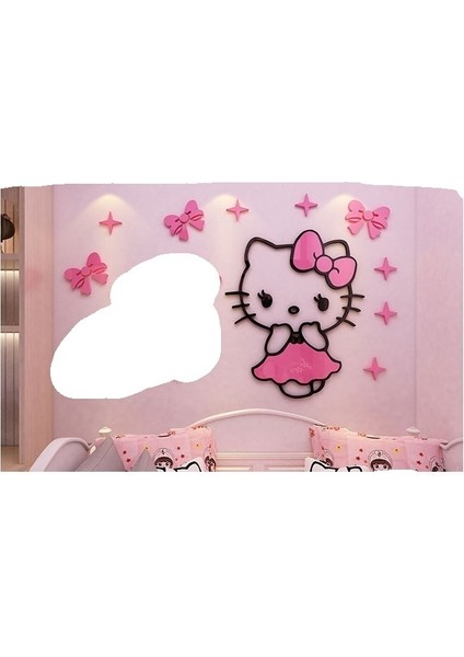 Pembe Etiket Hello Kitty Duvar Etiketi Çocuk Odası Yatak Odası Duvar Etiketi (Yurt Dışından)