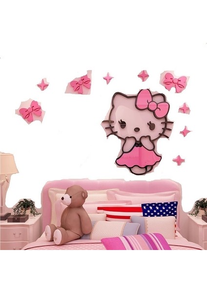 Pembe Etiket Hello Kitty Duvar Etiketi Çocuk Odası Yatak Odası Duvar Etiketi (Yurt Dışından) fiyatları