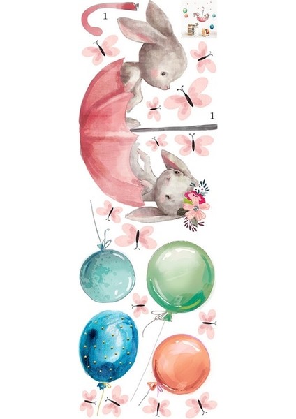 Tavşan Balon Duvar Etiketi Oturma Odası Yatak Odası Çocuk Odası Dekoratif Etiket (Yurt Dışından)