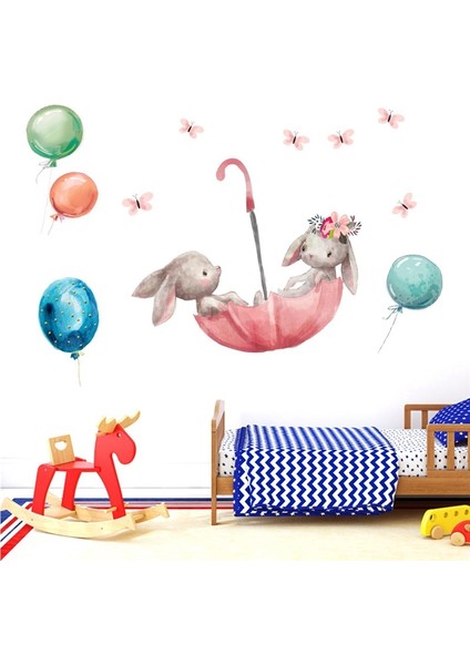 Tavşan Balon Duvar Etiketi Oturma Odası Yatak Odası Çocuk Odası Dekoratif Etiket (Yurt Dışından) fiyatları