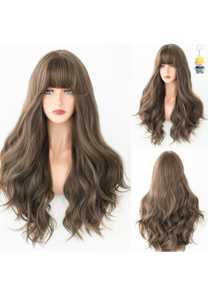 Altın Kahverengi Peruk Başlığı Degrade Renk Peruk Uzun Kıvırcık Saç Moda Katmanlı Tekli Kaküller (Yurt Dışından)