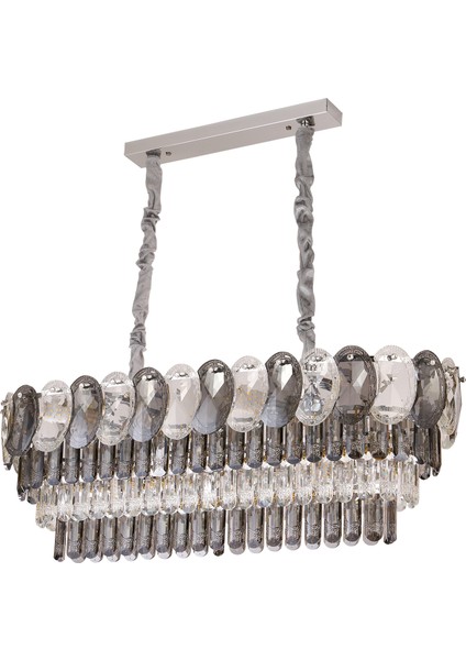 Sento 80'lik Yemek Masası Üstü Sıralı Kristallli Avize