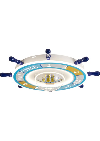 Loui Ledli Gemi Dümeni Desenli Plafonyer Çocuk Odası Avize