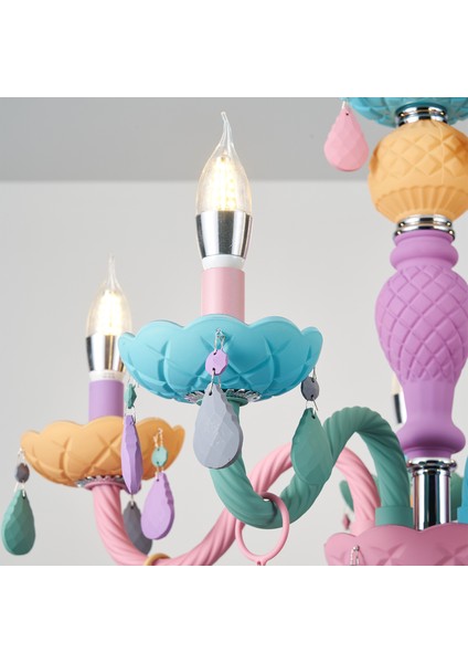 Kona 5'li Cam Kollu Çok Renkli Çocuk Odası Salon Avize modelleri