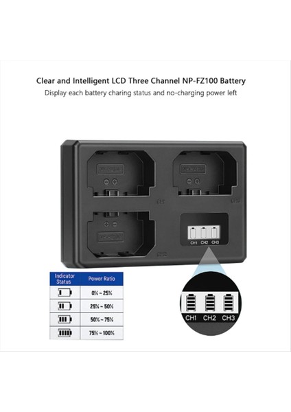 NP-FZ100 NPFZ100 Pil 3 Yuva Şarj Cihazı Sony Kamera Alpha A7R3 A6600 A6700 A7M3 Arr4 A7R4 A7R5 A7III Zv-E1 Fx3 (Yurt Dışından) fırsatları
