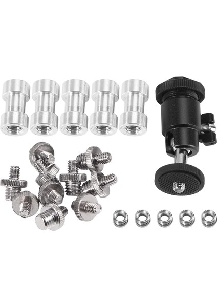 Kamera Vidası 21 Adet 1/4 Inç 3/8 Inç Dönüştürücü Dişli Vidalar 1/4 Inç Sıcak Ayakkabı Adaptörü Montaj Kamera Bilyalı Kafa Seti Kamera/tripod/monopod/ışık Standı (Yurt Dışından)