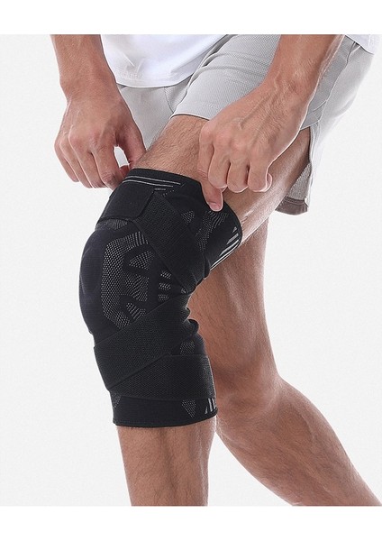 Spor Dizlik Örme Erkek ve Kadın Bisiklet Koşu Basketbol Futbol Squat Diz Eklemi Silikon Yaylı Diz Pedleri (Tek Parça) (Yurt Dışından)