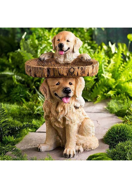 2x Köpek Polyresin Kuş Banyosu Kahverengi Kaide El Yapımı Ler Açık Ev Bahçesi Çim Bahçesi Süslemeleri (Yurt Dışından) fırsatları