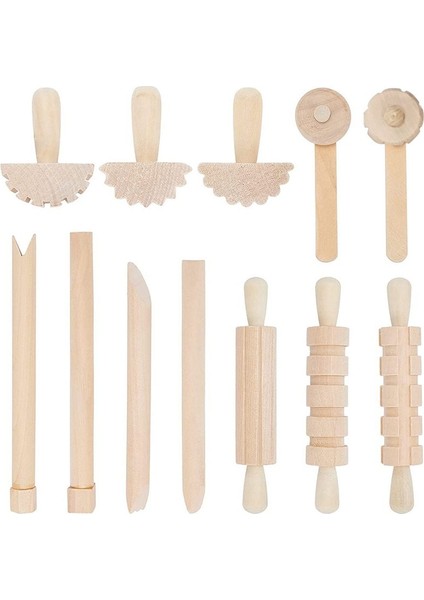 12PCS Kil ve Hamur Araçları Oyun Aksesuarları Silindirleri Içerir Hammer Party Paketi Ahşap Çanak Çömlek Aletleri Kil Sanatı Için Pullar (Yurt Dışından)