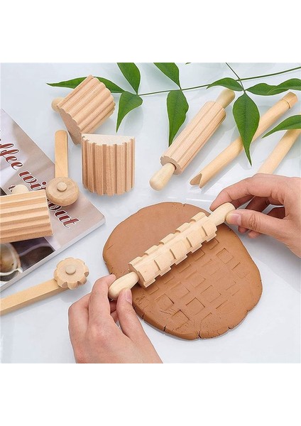 12PCS Kil ve Hamur Araçları Oyun Aksesuarları Silindirleri Içerir Hammer Party Paketi Ahşap Çanak Çömlek Aletleri Kil Sanatı Için Pullar (Yurt Dışından) fırsatları