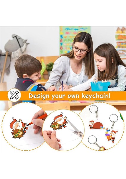 218PCS 12PCS Büzülen Çarşafları ile Küçülen Anahtarlık Kiti 3 Adet Desenli Büzülme Kağıt Renkli Kalemler (Yurt Dışından) modelleri