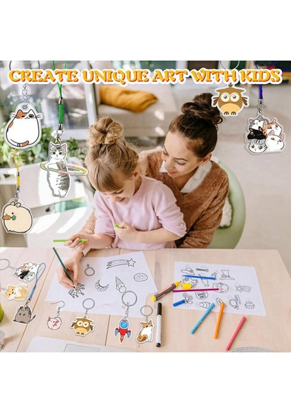 218PCS 12PCS Büzülen Çarşafları ile Küçülen Anahtarlık Kiti 3 Adet Desenli Büzülme Kağıt Renkli Kalemler (Yurt Dışından) fırsatları