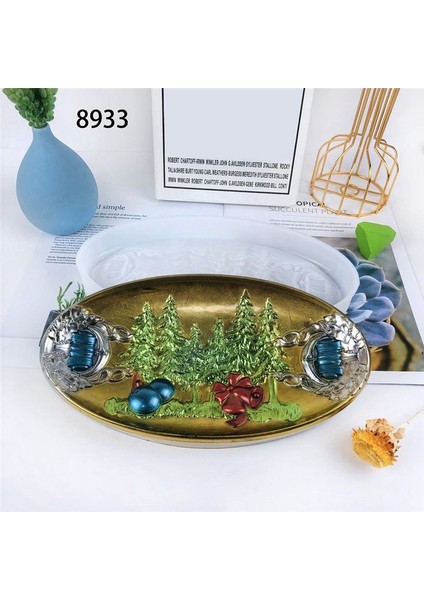 Noel Tepsisi Silikon Kalıp Diy Oval Yarı Boyutlu Noel Dekoratif Tepsi Depolama Tepsisi Süslemeleri (Yurt Dışından) fırsatları